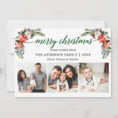 Elegant Calligraphy Waterverf Winter Floral Green Feestdagenkaart (Voorkant)