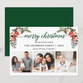 Elegant Calligraphy Waterverf Winter Floral Green Feestdagenkaart