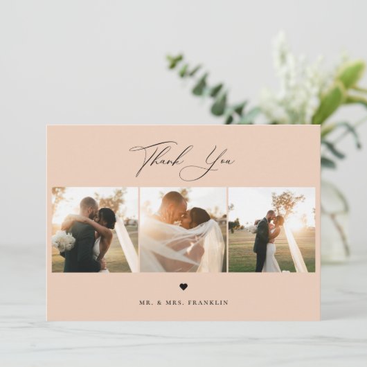 Elegant Calligraphy Weddenschap Foto bedankt (Staand voorkant)