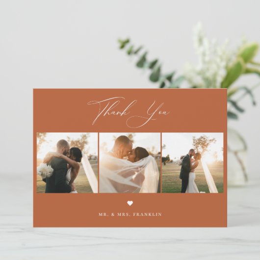 Elegant Calligraphy Weddenschap Foto bedankt (Staand voorkant)