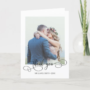 Elegant Calligraphy Weddenschap Foto bedankt