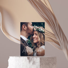 Elegant Calligraphy Weddenschap Foto bedankt