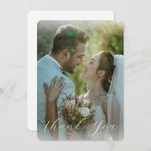 Elegant Calligraphy Weddenschap Foto bedankt Kaart (Voorkant / Achterkant)