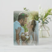 Elegant Calligraphy Weddenschap Foto bedankt Kaart (Staand voorkant)