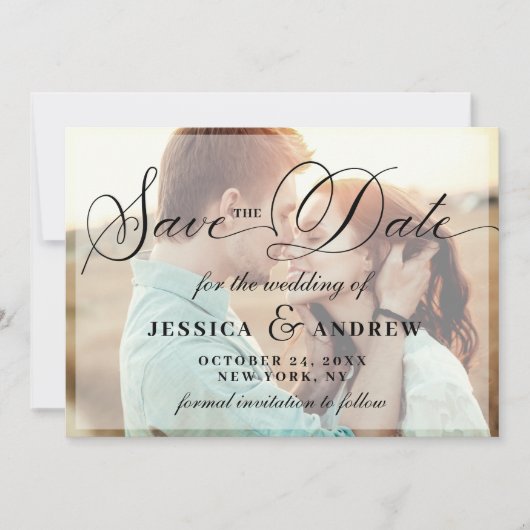 Elegant Calligraphy Wedding 2 FOTO Save the Date (Voorkant)