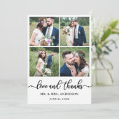 Elegant Calligraphy Wedding 4 Photo Collage Bedankkaart (Staand voorkant)
