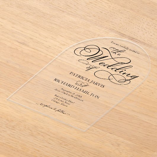 Elegant Calligraphy Wedding Acryl Uitnodigingen (Laagn)