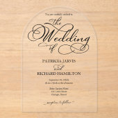 Elegant Calligraphy Wedding Acryl Uitnodigingen (Voorkant)