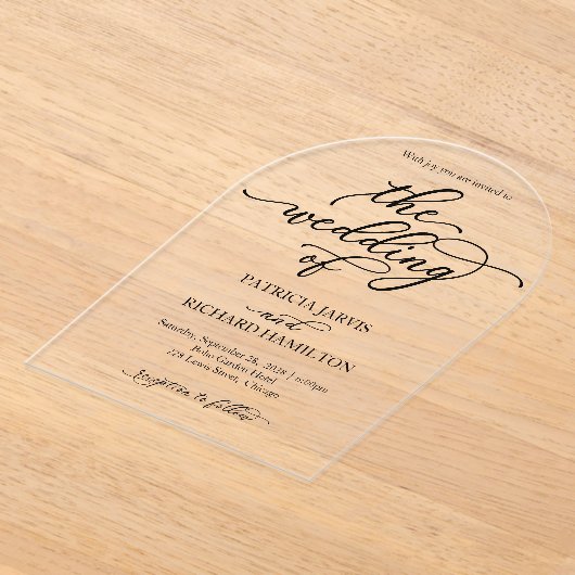 Elegant Calligraphy Wedding Acryl Uitnodigingen (Laagn)