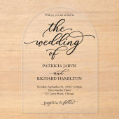 Elegant Calligraphy Wedding Acryl Uitnodigingen (Voorkant)