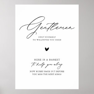 Elegant Calligraphy Wedding Bathroom Basket Sign Poster