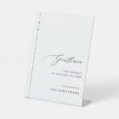 Elegant Calligraphy Wedding Bathroom Basket Sign Reclamebord Met Voetstuk (Voorkant)
