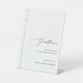 Elegant Calligraphy Wedding Bathroom Basket Sign Reclamebord Met Voetstuk