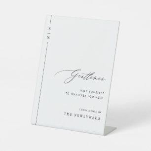 Elegant Calligraphy Wedding Bathroom Basket Sign Reclamebord Met Voetstuk