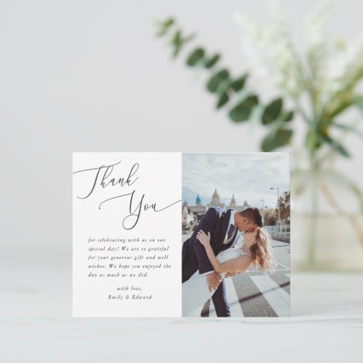 Elegant Calligraphy Wedding Bedankt Briefkaart (Staand voorkant)
