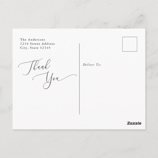 Elegant Calligraphy Wedding Bedankt Briefkaart (Achterkant)