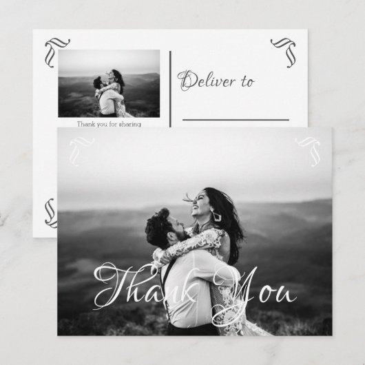 Elegant Calligraphy Wedding Bedankt Briefkaart (Voorkant / Achterkant)