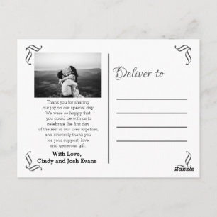 Elegant Calligraphy Wedding Bedankt Briefkaart