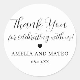 Elegant Calligraphy Wedding Bedankt voor je plezie Ronde Sticker