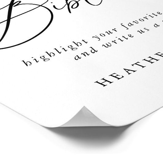 Elegant Calligraphy Wedding Bible Guest Book Sign Poster (Hoek)