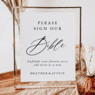 Elegant Calligraphy Wedding Bible Guest Book Sign Poster