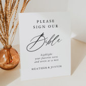 Elegant Calligraphy Wedding Bible Guest Book Sign Reclamebord Met Voetstuk
