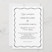 Elegant Calligraphy Wedding Black Wavy Border Kaart (Voorkant)