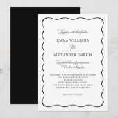 Elegant Calligraphy Wedding Black Wavy Border Kaart (Voorkant / Achterkant)