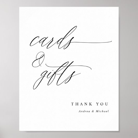 Elegant Calligraphy Wedding Cards & Gifts Sign Poster (Voorkant)