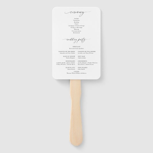 Elegant Calligraphy Wedding Ceremony Program Handwaaier (Achterkant)