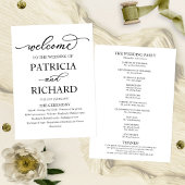 Elegant Calligraphy Wedding Ceremony Program Programmakaart
