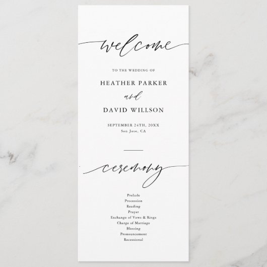 Elegant Calligraphy Wedding Ceremony Programmakaart (Voorkant)