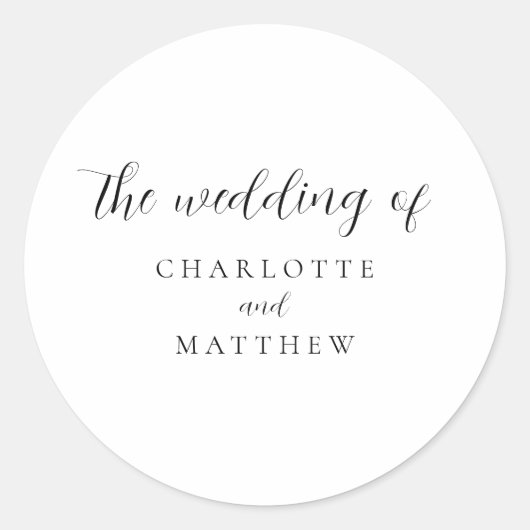 Elegant Calligraphy Wedding Classic Round Sticker (Voorkant)