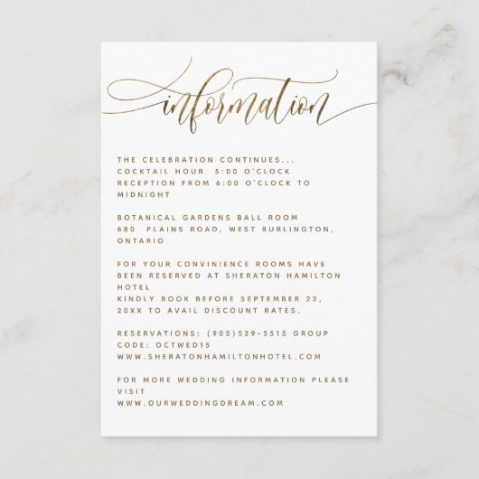 Elegant Calligraphy Wedding Details, Informatie Informatiekaartje (Voorkant)