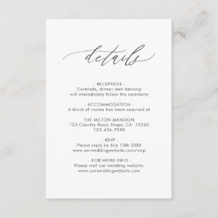 Elegant Calligraphy Wedding Details met QR Code Informatiekaartje