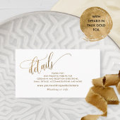 Elegant Calligraphy Wedding Details/Website Gold Informatiekaartje
