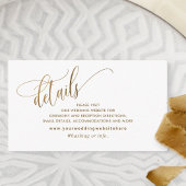 Elegant Calligraphy Wedding Details/Website Gold Informatiekaartje