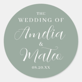 Elegant Calligraphy Wedding Envelope Seal Ronde Sticker