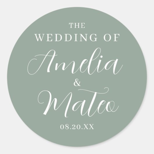 Elegant Calligraphy Wedding Envelope Seal Ronde Sticker (Voorkant)