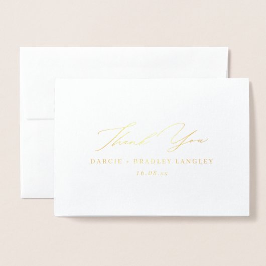 Elegant Calligraphy Wedding Folded Bedankt Folie Kaarten (Voorkant met envelop)