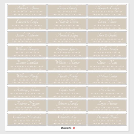 Elegant Calligraphy Wedding Guest Adresetiketten Sticker (Vel)