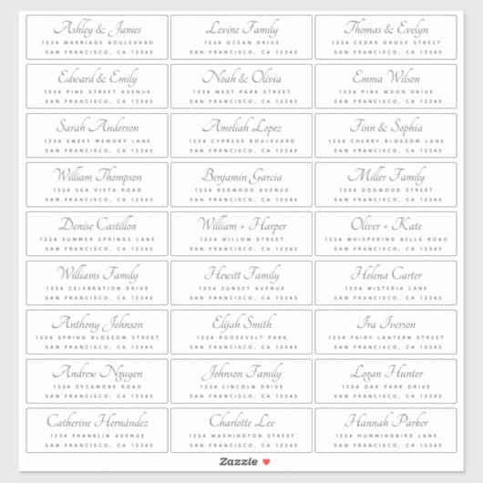 Elegant Calligraphy Wedding Guest Adresetiketten Sticker (Vel)