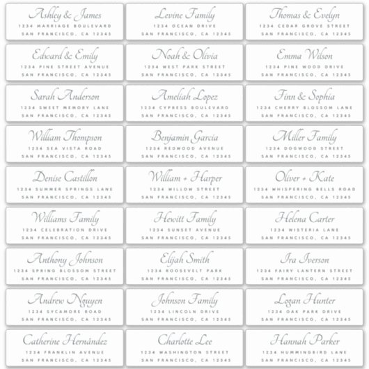 Elegant Calligraphy Wedding Guest Adresetiketten Sticker (Voorkant)