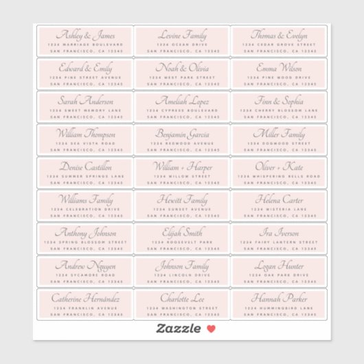Elegant Calligraphy Wedding Guest Adresetiketten Sticker (Vel)