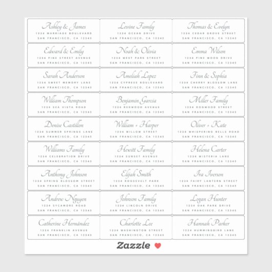 Elegant Calligraphy Wedding Guest Adresetiketten Sticker (Vel)