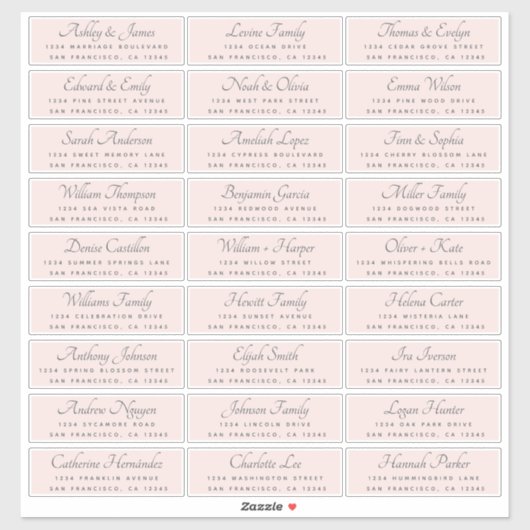 Elegant Calligraphy Wedding Guest Adresetiketten Sticker (Vel)
