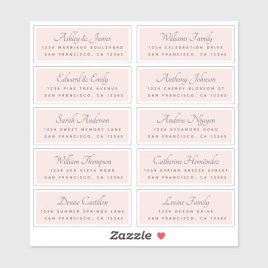 Elegant Calligraphy Wedding Guest Adresetiketten Sticker (Vel)