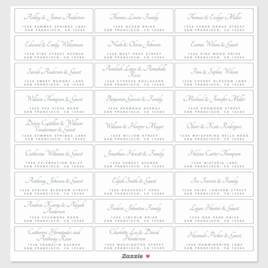 Elegant Calligraphy Wedding Guest Adresetiketten Sticker (Vel)