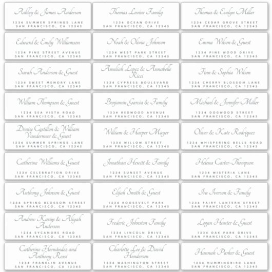 Elegant Calligraphy Wedding Guest Adresetiketten Sticker (Voorkant)