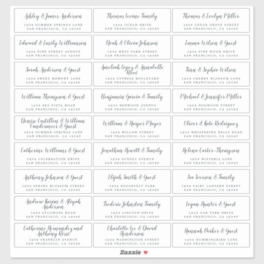 Elegant Calligraphy Wedding Guest Adresetiketten Sticker (Vel)